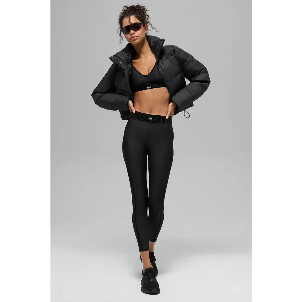 Alo Yoga Gold Rush Puffer Jacket Black Warm Athleisure Streetwear Winter Layer - Picture 7 of 16